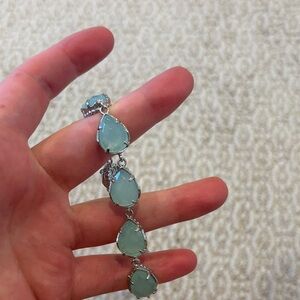 Kendra Scott Silver and Aqua Teardrop Bracelet